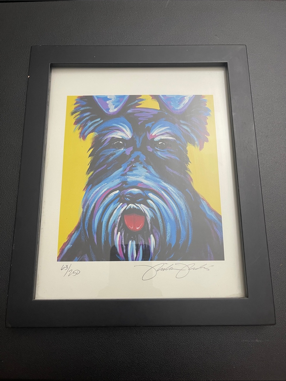 Colorful Pop-Art Schnauzer Print in Black Frame